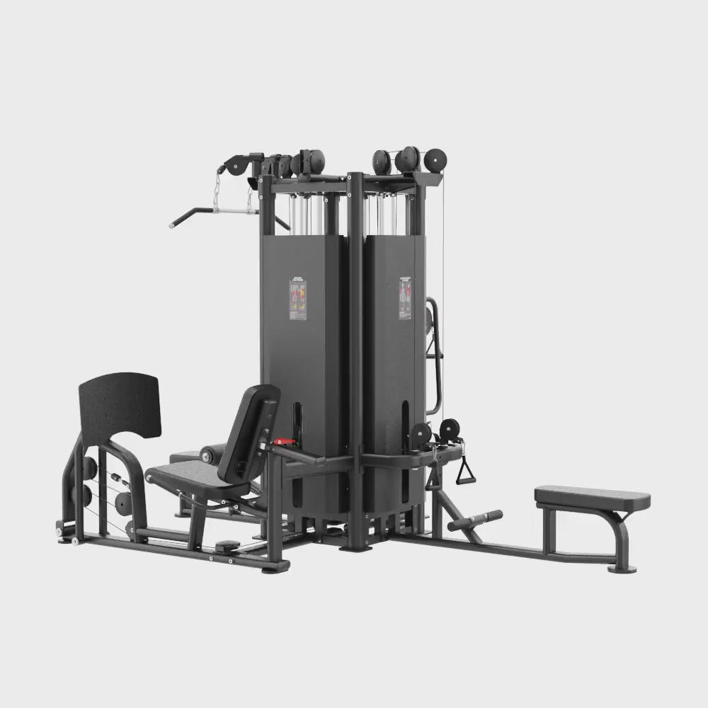 4 Stack Multi Station Black Gym Equipment Display Video