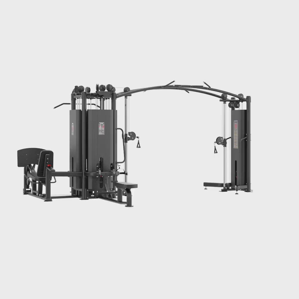 5 Stack Multi Station Black Gym Equipment Display Video 360 