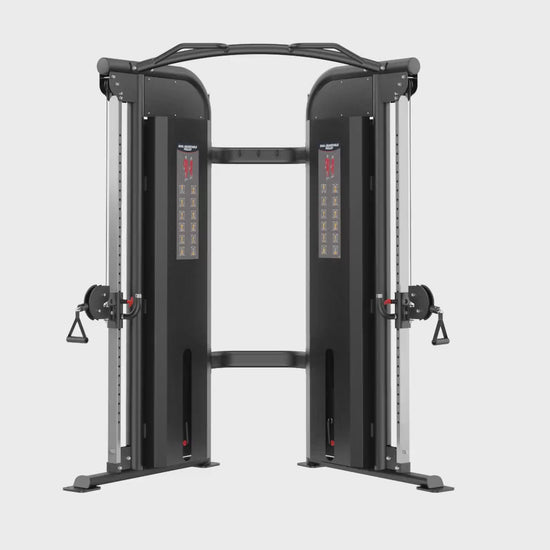 Dual Adjustable Pulley Black Selectorized Gym equipment Display Video