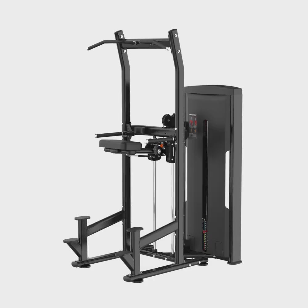 Chin Dip Black Selectorized Gym Equipment Display Video 360