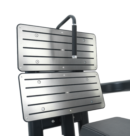 Two position foot plate on the leg press hack squat on a white background