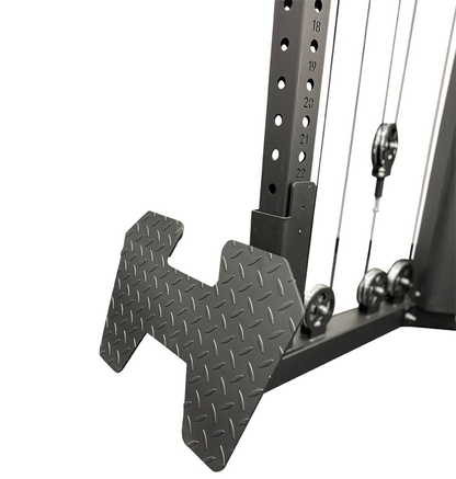 Low row foot plate attachmen for a cable machine.