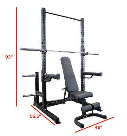 PL7353 Deluxe Squat Rack + 45 LB Bar + FID Bench PACKAGE DEAL