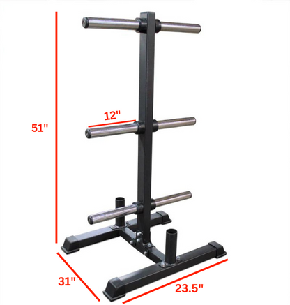 PL7350 Tall Bumper Plate Tree w/ 2 Bar Holders