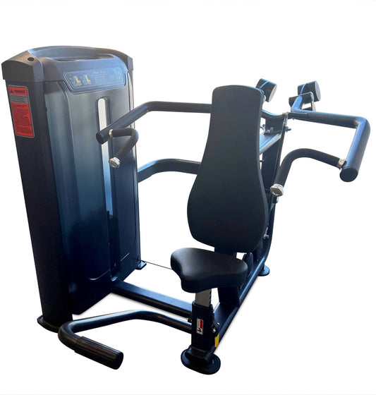 Multi Shoulder Press gym machine featuring a black seat and arm for strength training exercises.