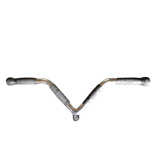 Single metal pipes forming a V shape for gym use, set against a clean white background.